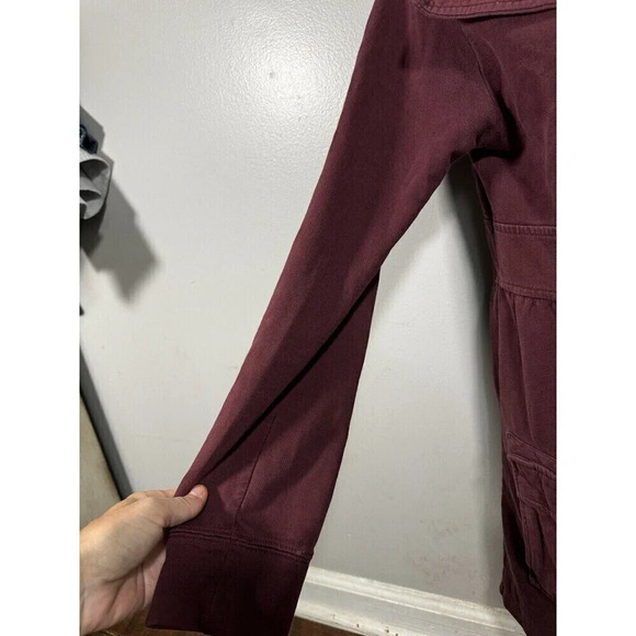 PrAna M Army MaroonMilitary Style Knit Utility Jacket Double Breasted Pocket - Picture 4 of 7